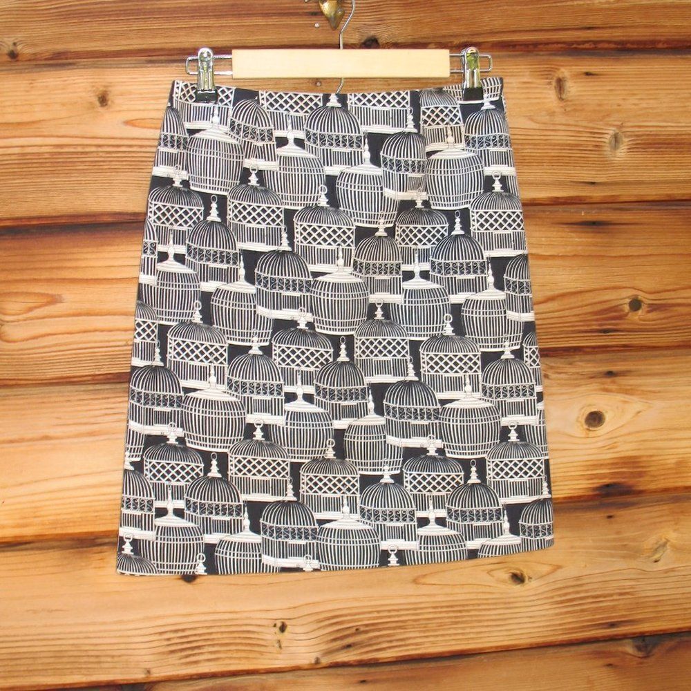Blue White High Waist Stretch Cotton Skirt